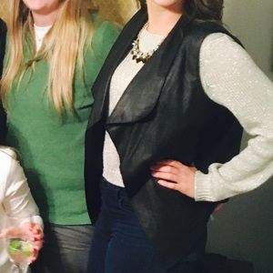 DKNY leather / cotton black vest